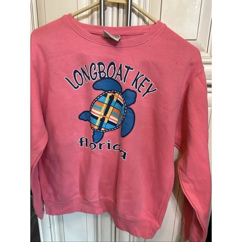 Pacific & Co Womens Longboat Key Turtle Florida Pullover Sweatshirt Pink Size XL